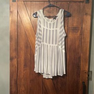 Light Navy and White Striped Tank Blouse